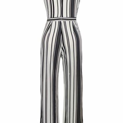 black and white halter jumpsuit