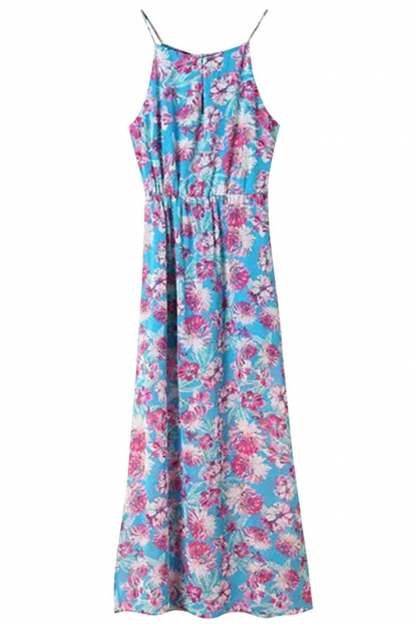 Vintage Floral Print Semi-Sheer Slip Dress on Luulla